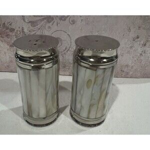 Vintage RALPH LAUREN Mother Of Pear Inlay Salt & Pepper Shakers #2